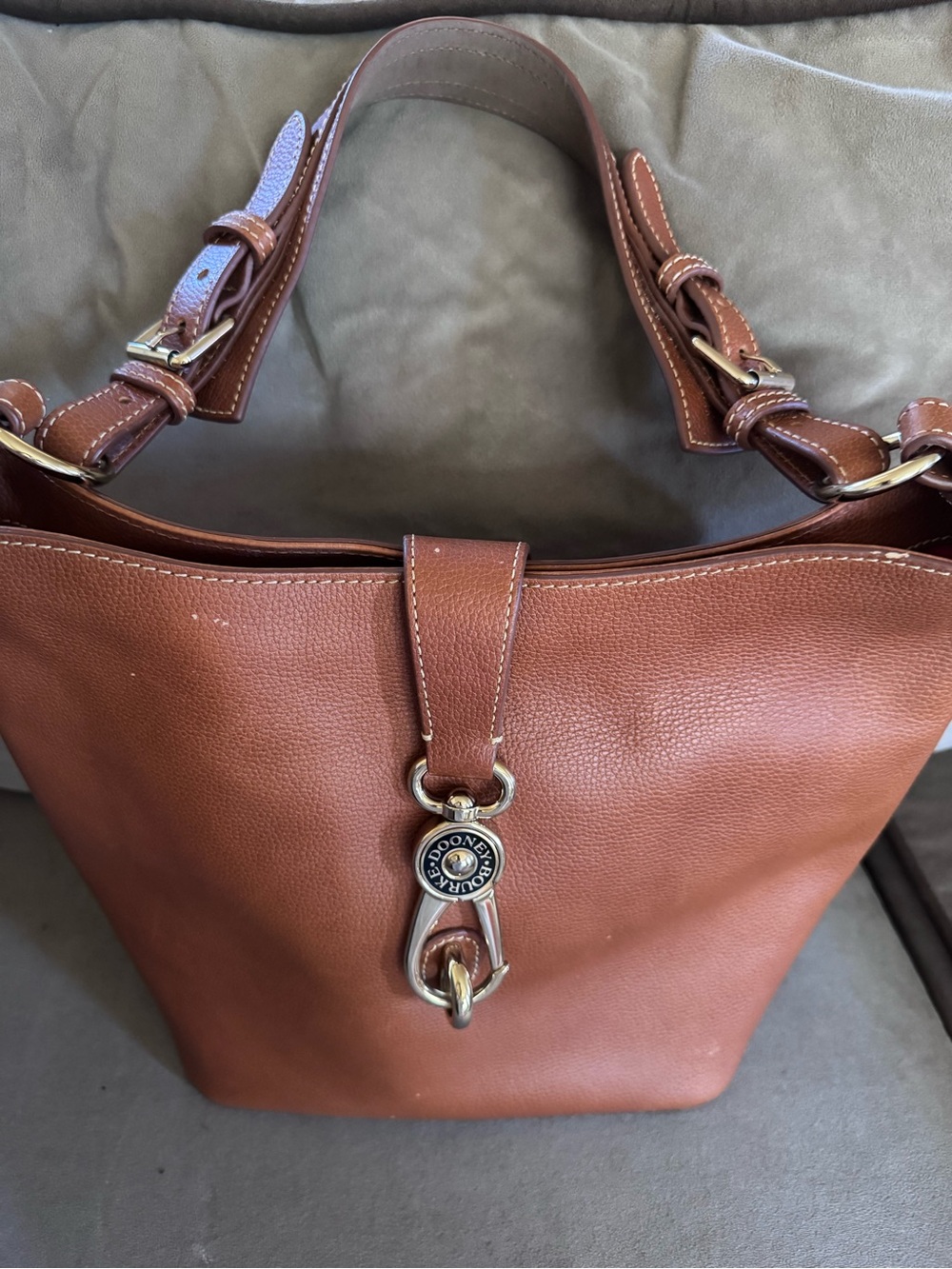 Dooney & Bourke Tan Leather Bucket Shoulder Bag